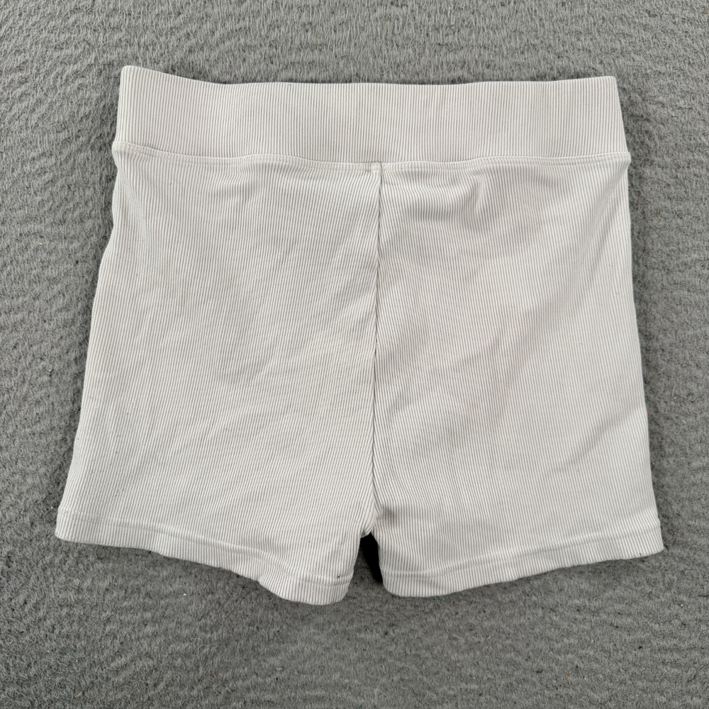 Alo Yoga Goddess Shorts Women's White Ribbed High Rise Sports Running Summer - Picture 2 of 7